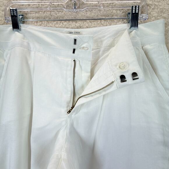 Old Navy Women Size 12 White Cropped Capri Pants Below Waist 100% Linen Summer - Picture 4 of 10